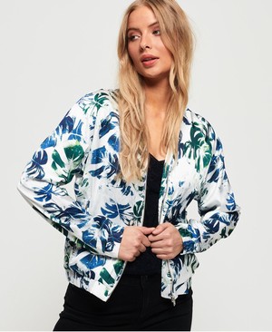 Superdry Super Luxe Print Bomber Női Kabát Fehér/Kék | PUGZE4392